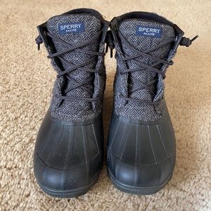Sperry black wool duck boots 8.5